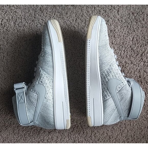 Nike Men's Air Force 1 Ultra Flyknit Mid Wolf Grey Custom Patch Size 9 - Picture 4 of 8